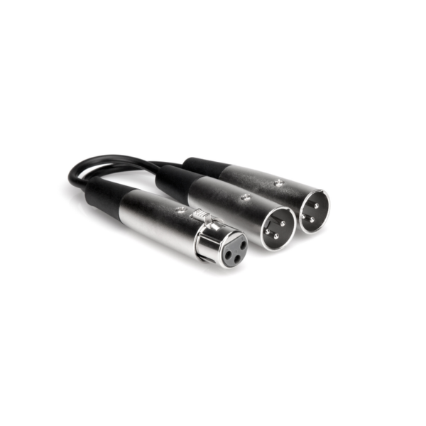 Hosa YXM-121 Y Cable, XLR3F to Dual XLR3M, 6 in